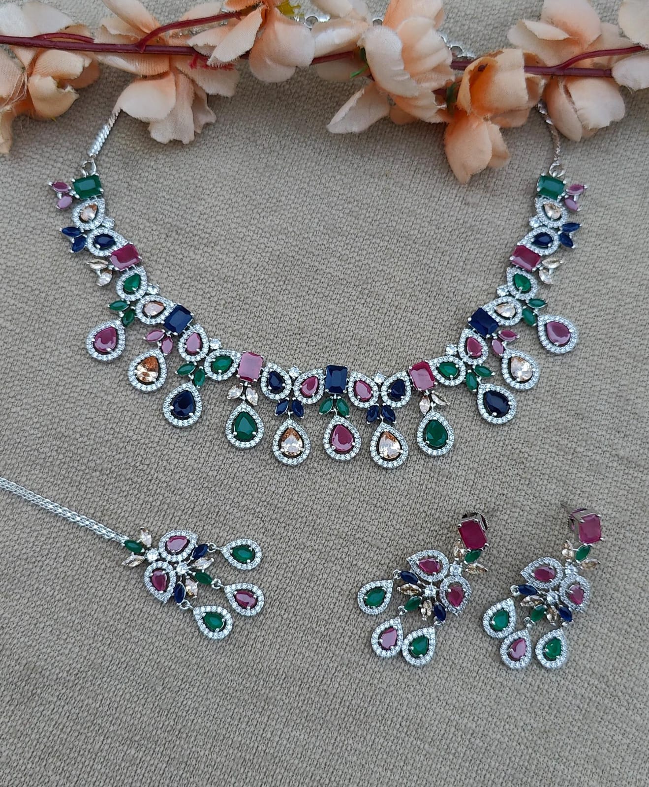 Rishwika AD/CZ Necklace Set