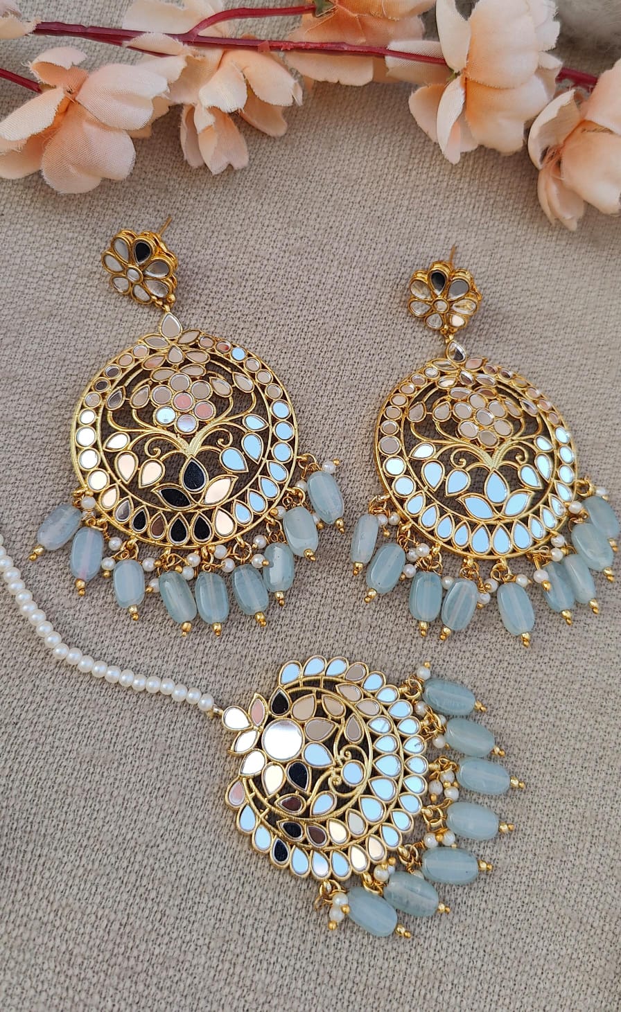 Nimisha Mirror Earrings Tikka