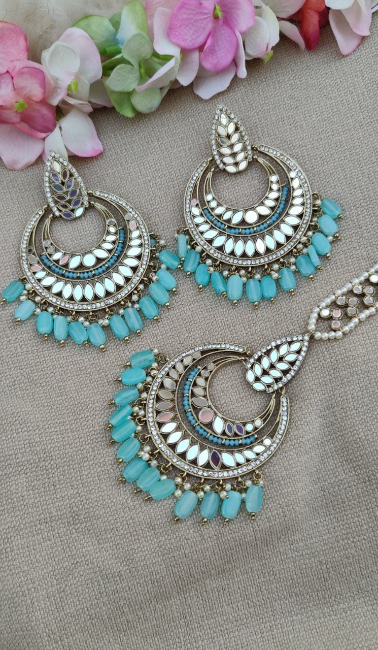 Amira Mirror Oversized Earrings Tikka