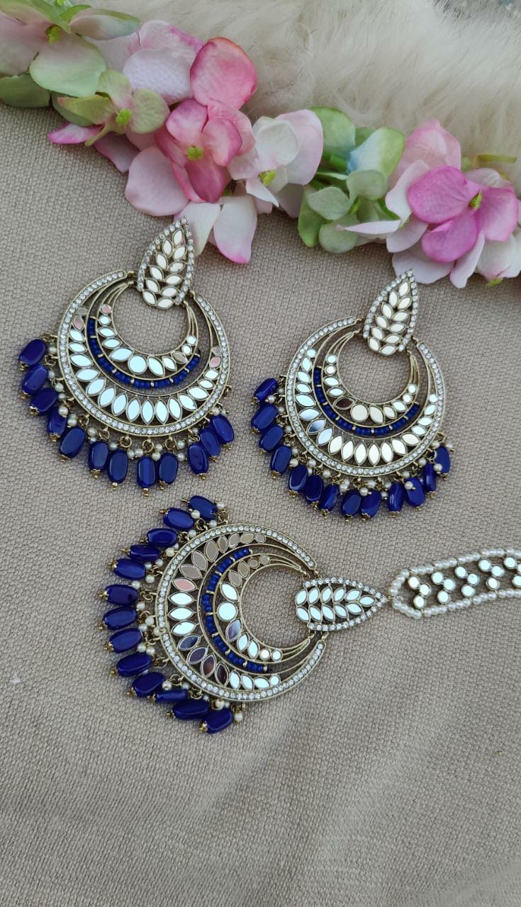 Amira Mirror Oversized Earrings Tikka