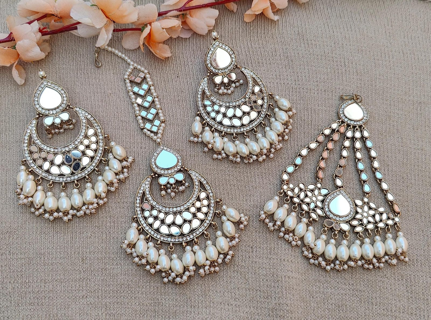 Vrushali oversized mirror earrings tikka passa