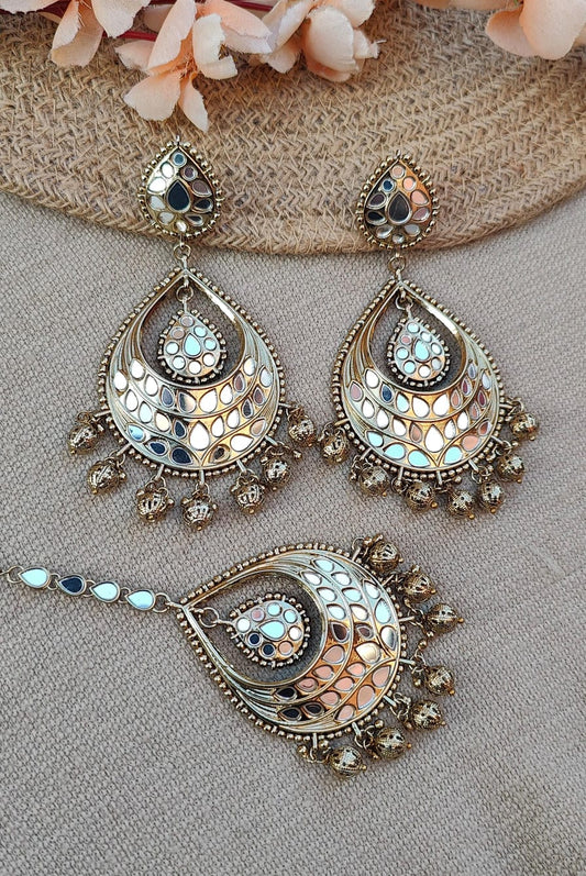 Anvitha Mirror Earrings Tikka