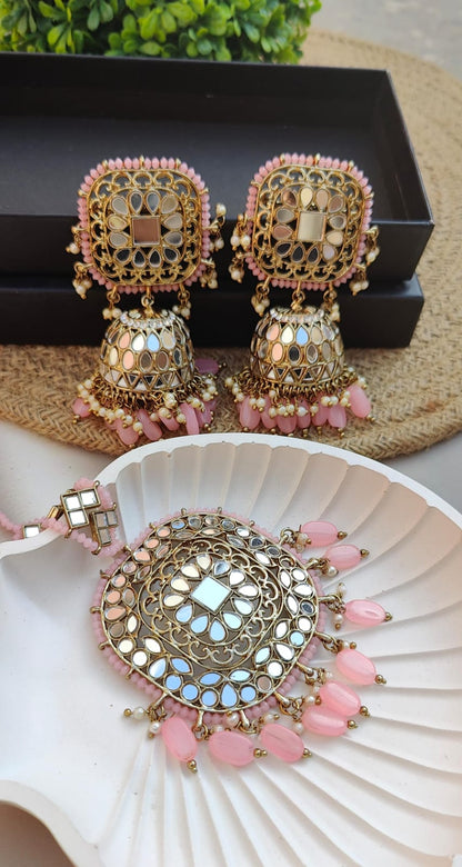 Tanvir Oversized Mirror Jhumki Tikka