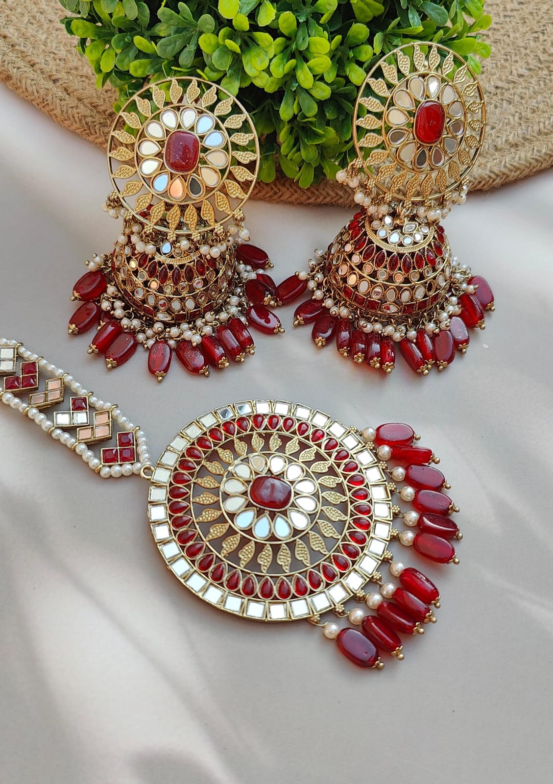 Anuja Oversized Mirror Jhumki Tikka