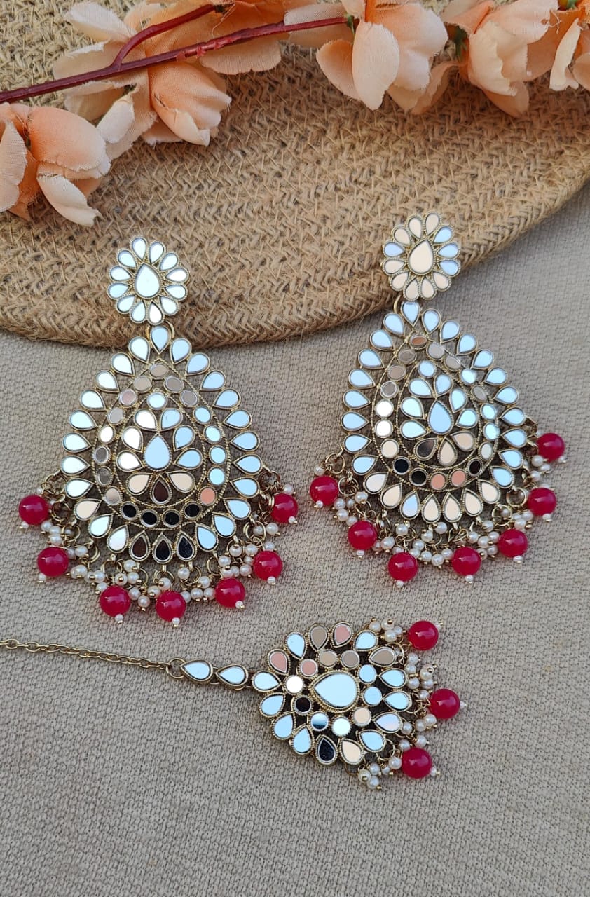 Teesha Mirror Earrings Tikka