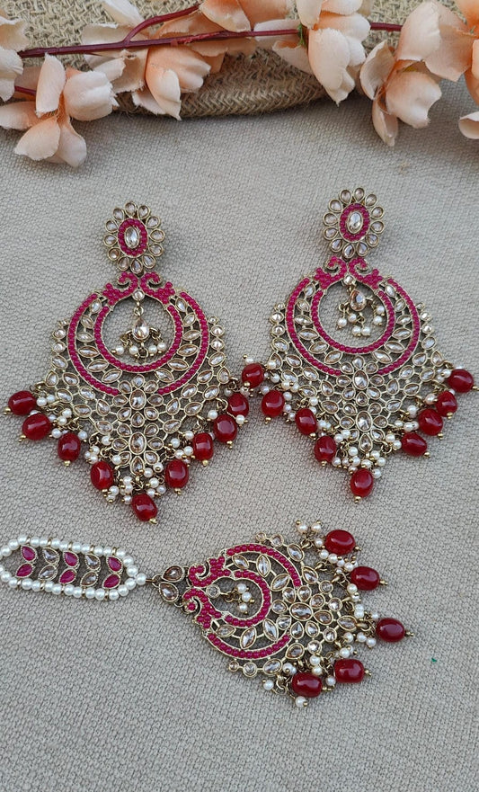 Farha Oversized Polki Earrings Tikka