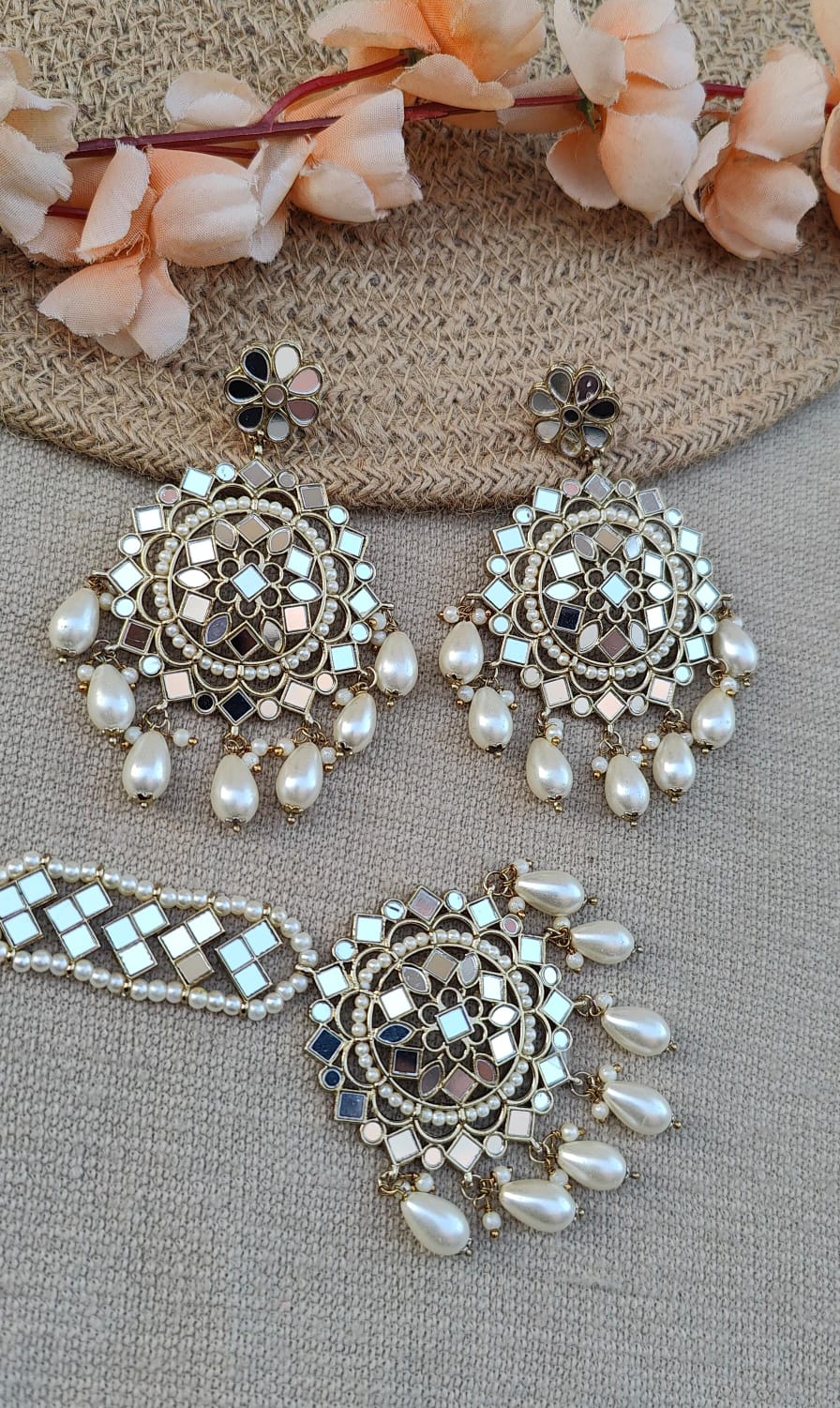 Dikshita Mirror Earrings Tikka