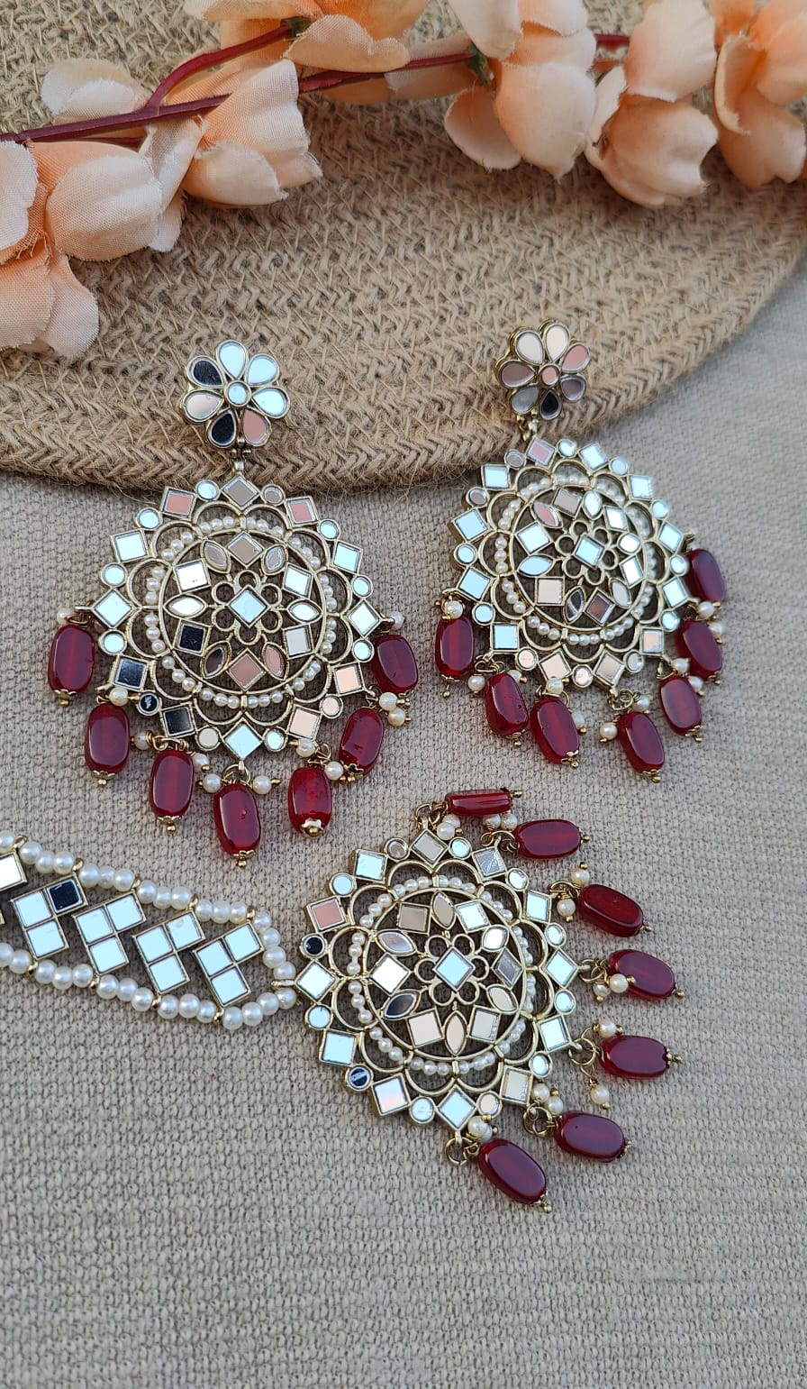 Dikshita Mirror Earrings Tikka