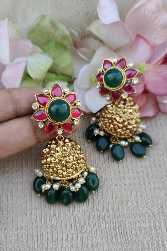 Samaira Gold Floral Jhumkas