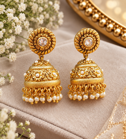 Ditya Gold Polki Jhumkas