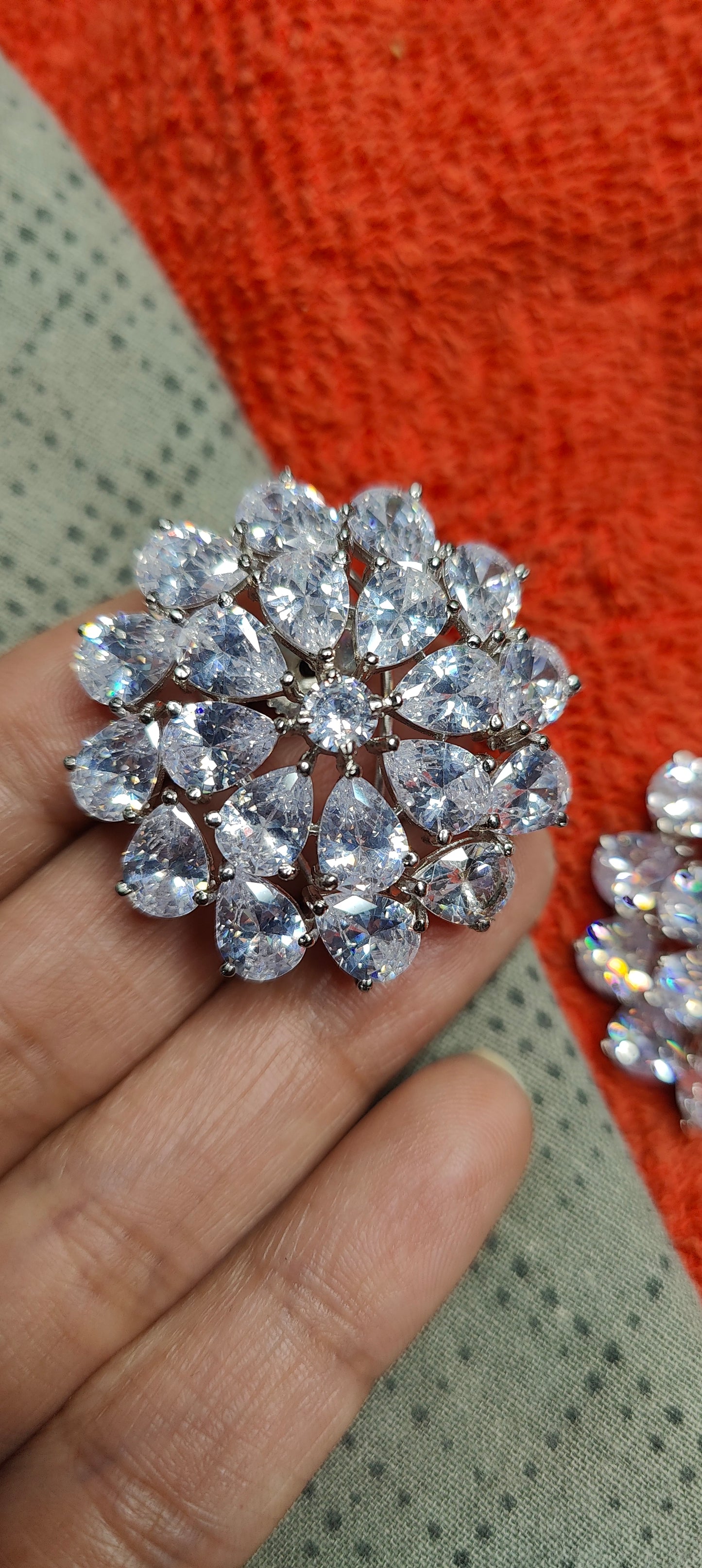 Vithika Big Floral AD/CZ Studs Earrings