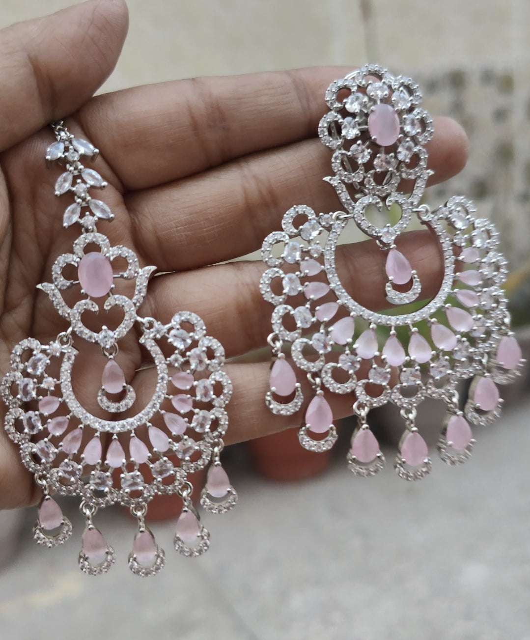 Alpana AD Earrings Tikka (Silver)