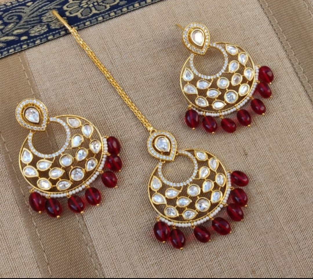 Myra Kundan Earrings Tikka