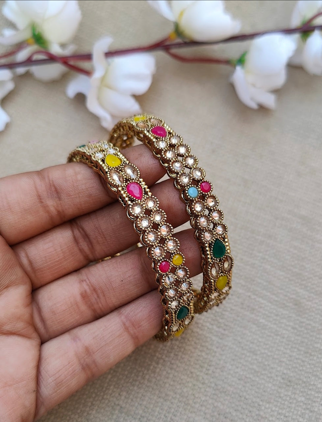 Shrija Polki Bangles (Multi)