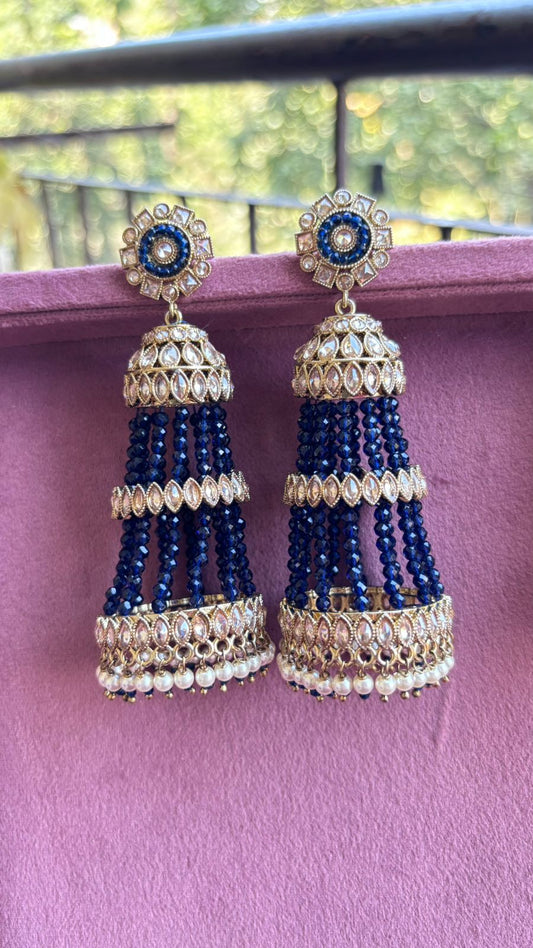 Kavisha Double Beaded Polki Jhumkas