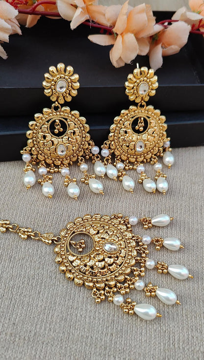 Parvinder Gold Earrings Tikka