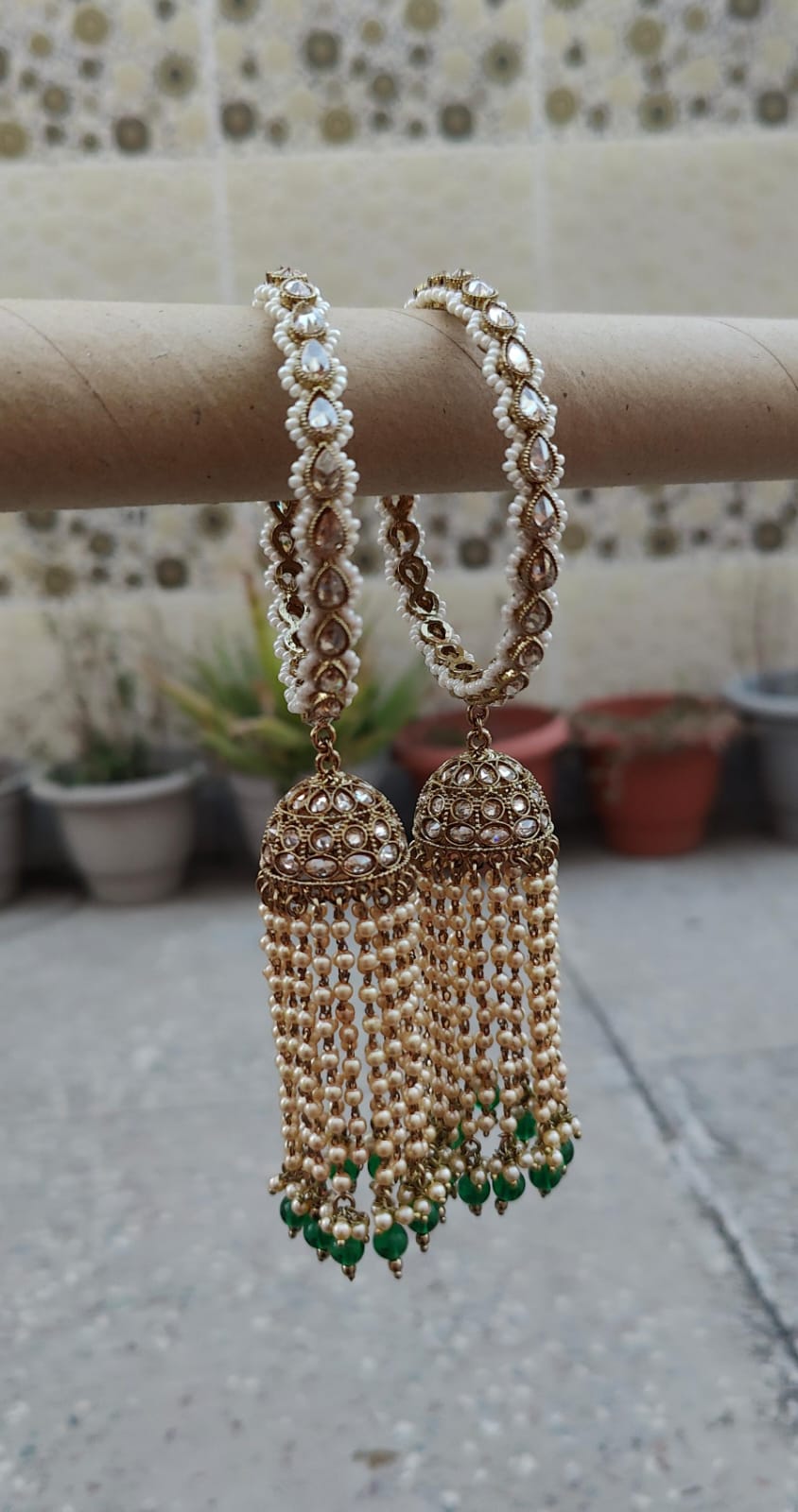 Deepa Polki Bangles (Green)