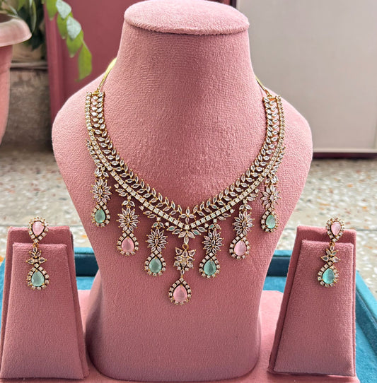 Hridya AD Necklace Set | AD Necklace with Earrings