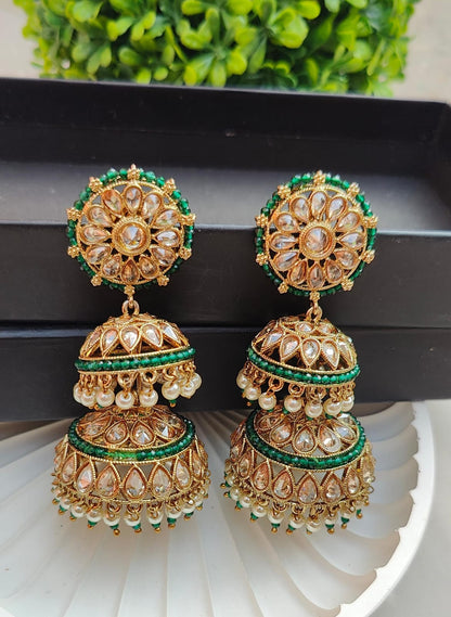 Aafiya Double Polki Jhumkas