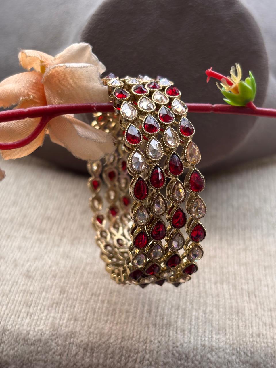 Nitika Maroon Polki Bangles