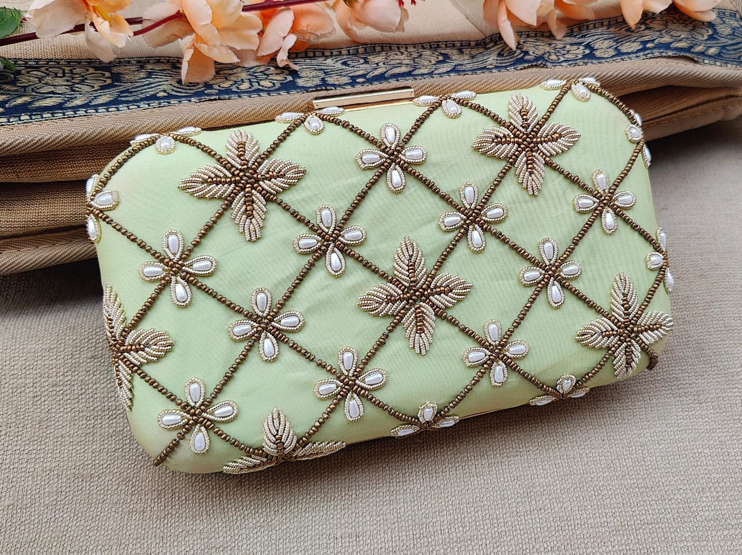 Amita Sage Box Clutch