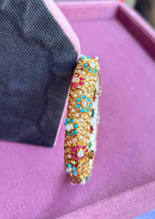 Multi Floral Jadau Bangles/Kadey