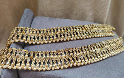 Amiksha Gold Stone Anklets