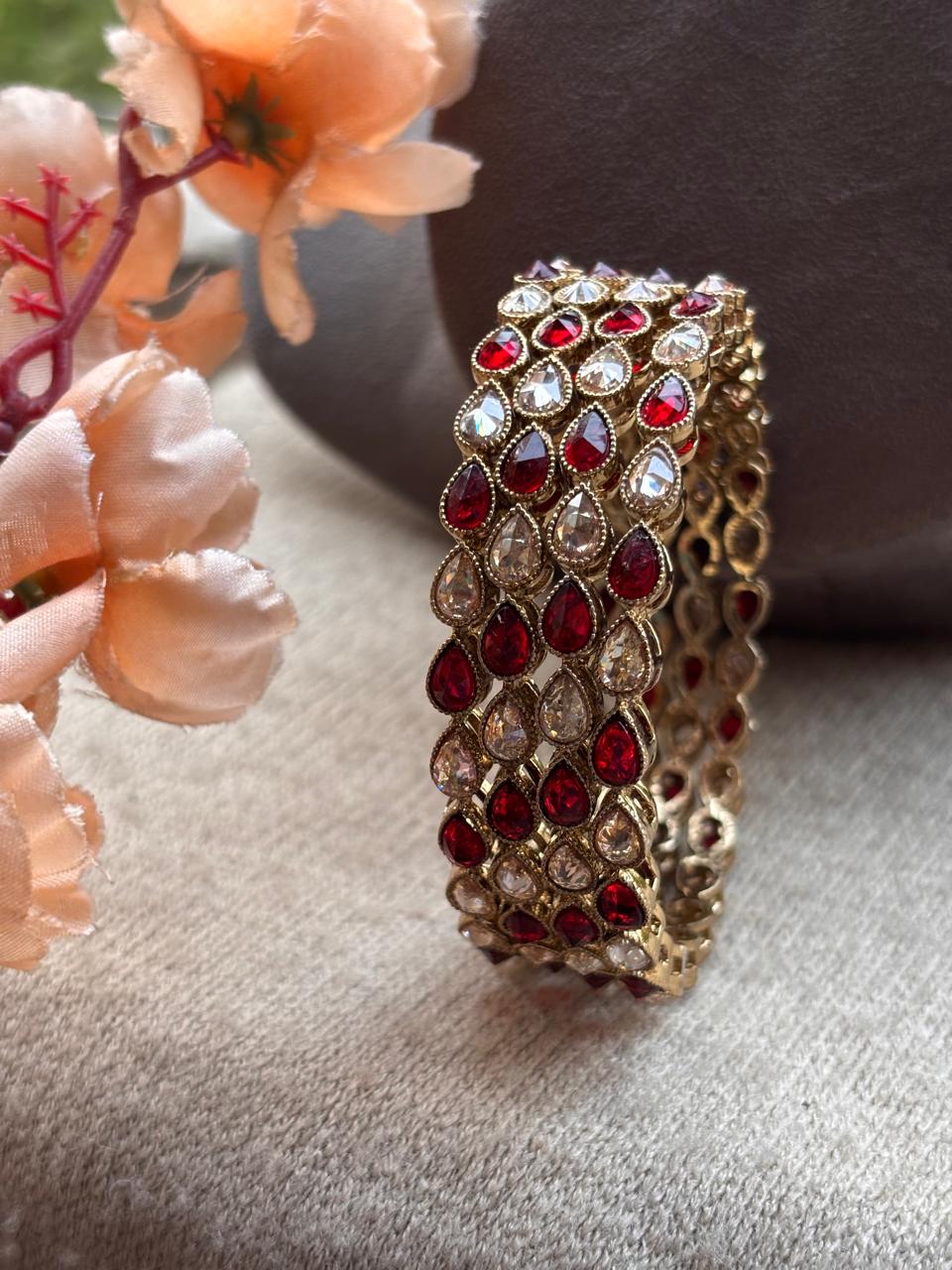 Nitika Maroon Polki Bangles