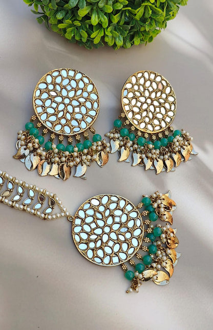 Urvasi mirror earrings tikka