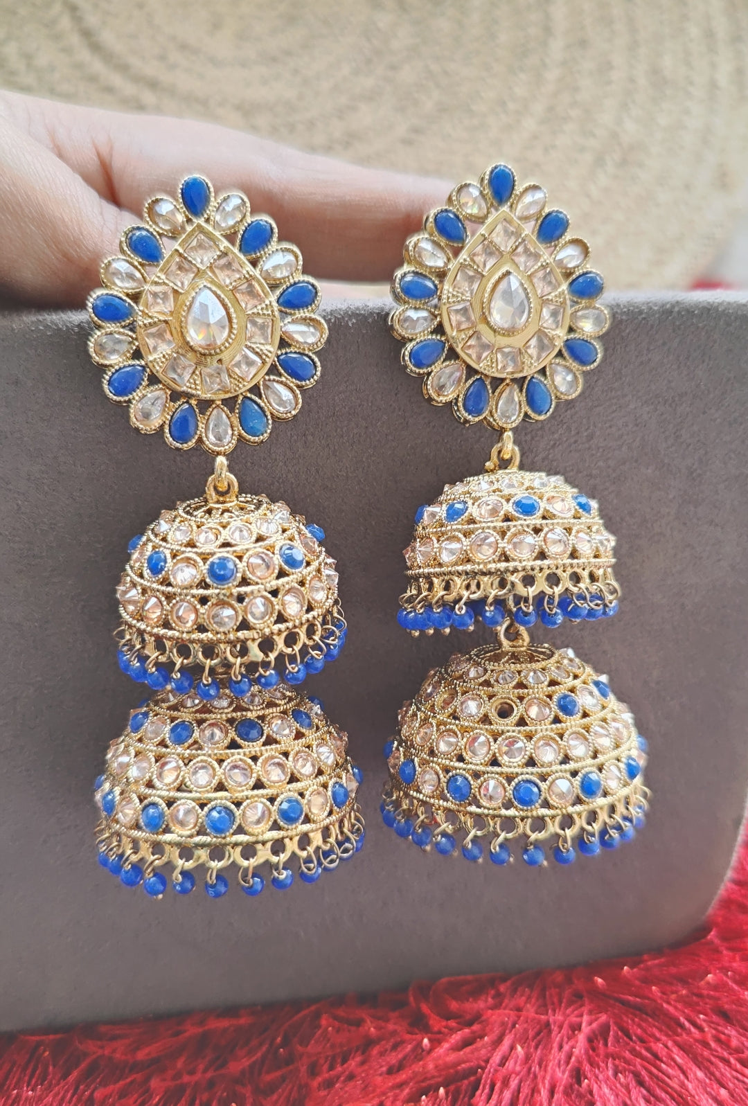 Ranu Double Polki Jhumkis