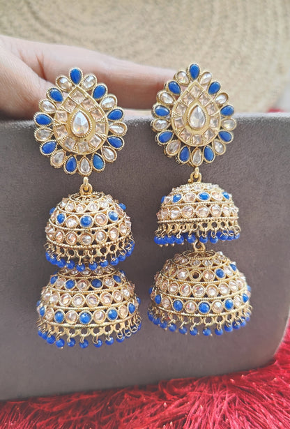 Ranu Double Polki Jhumkis