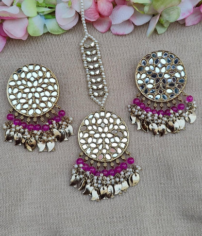 Urvasi mirror earrings tikka