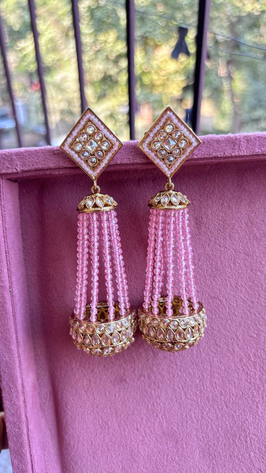 Liana Beaded Polki Jhumkas