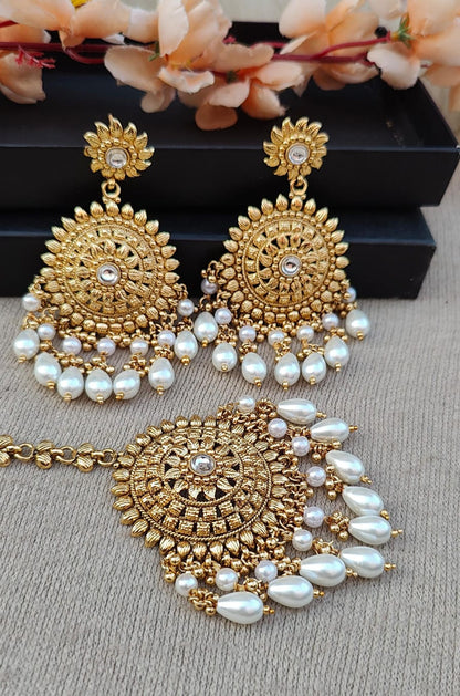 Jasmehar Gold Earrings Tikka