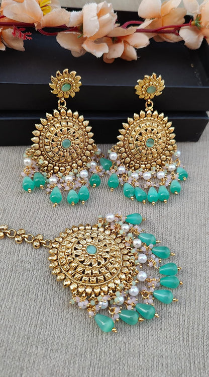 Jasmehar Gold Earrings Tikka