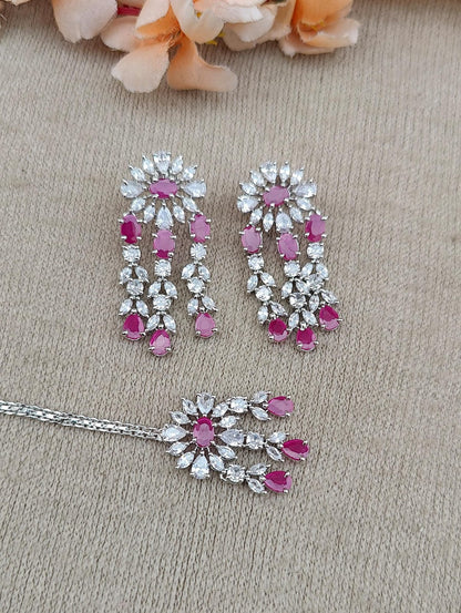 Rizwa Floral AD Earrings Tikka