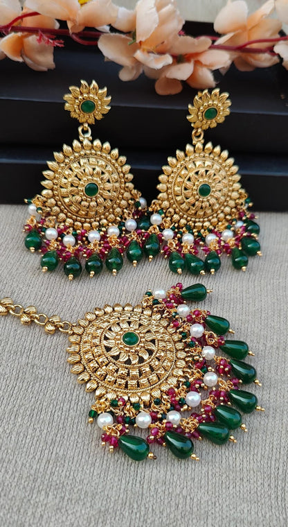 Jasmehar Gold Earrings Tikka
