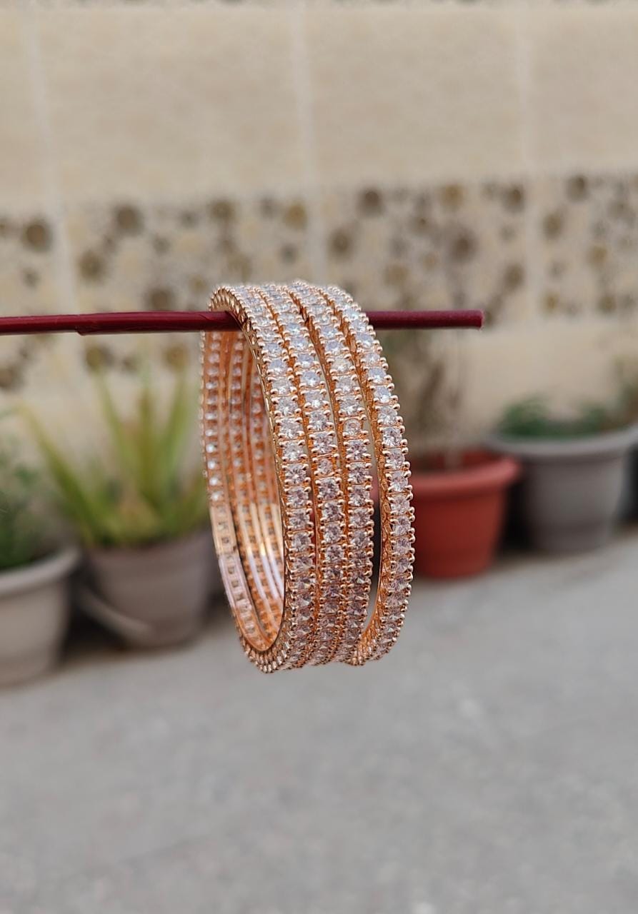 Samira AD Bangles | AD Bangles in Silver & Rose Gold Finish