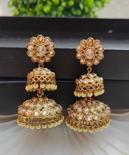 Remya Double Polki Jhumkas
