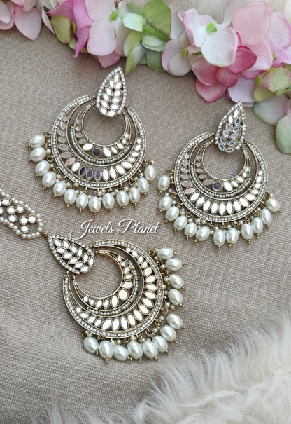 Amira Mirror Oversized Earrings Tikka