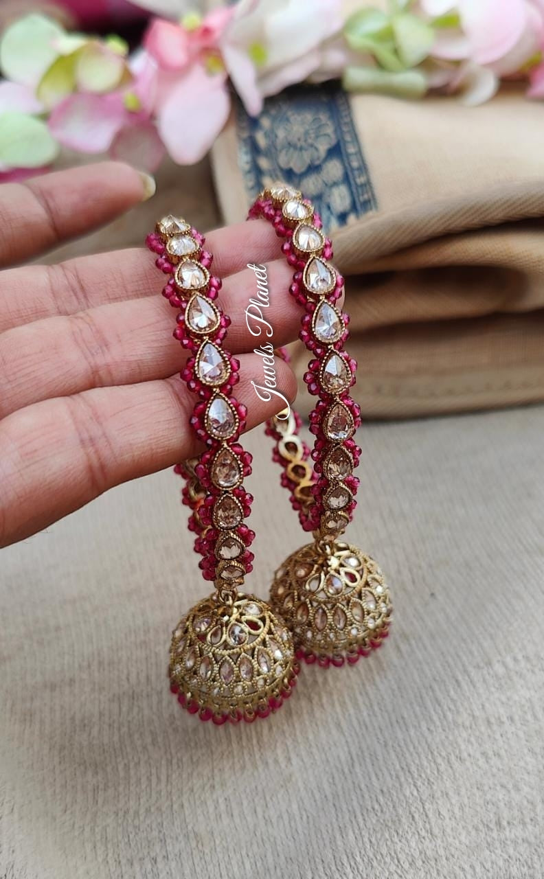 Disha Polki Bangles (Ruby)