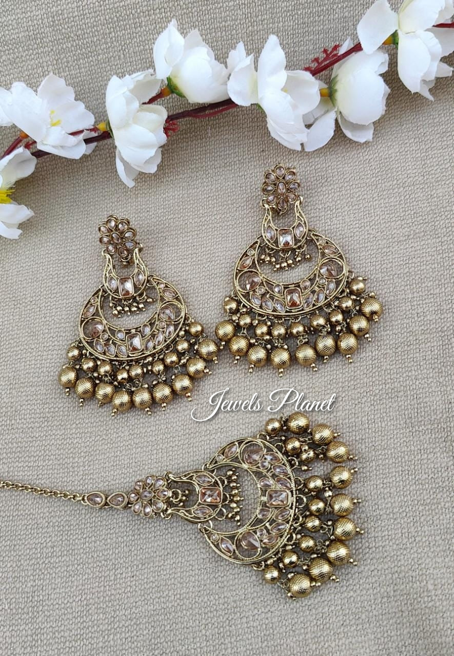 Ahana Polki Earrings Tikka