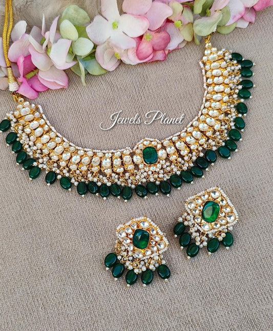 Yamini Pachi Kundan Necklace Set