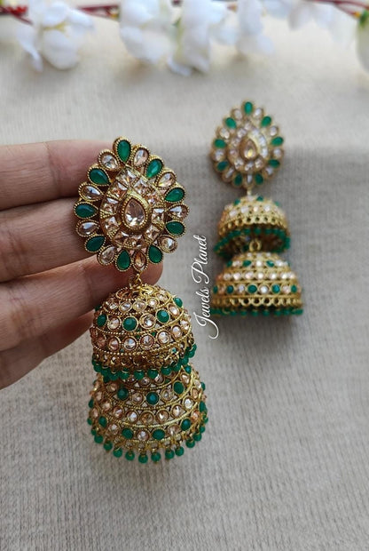 Ranu Double Polki Jhumkis