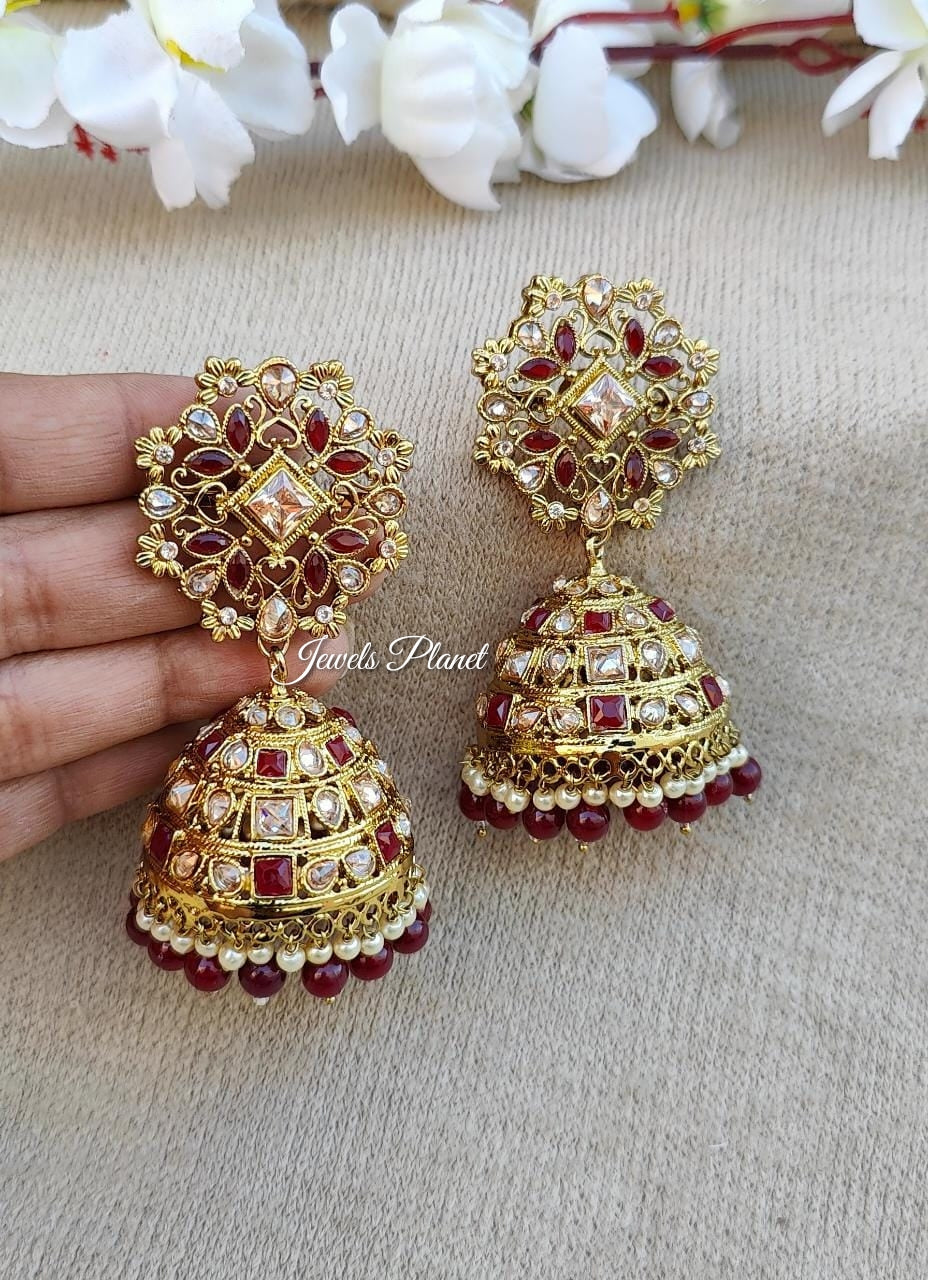 Adya Polki Jhumkas