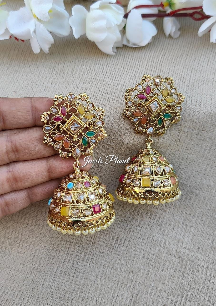 Adya Polki Jhumkas