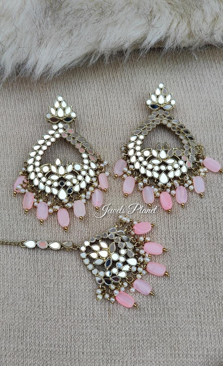 Bhavna Mirror Earrings Tikka Set