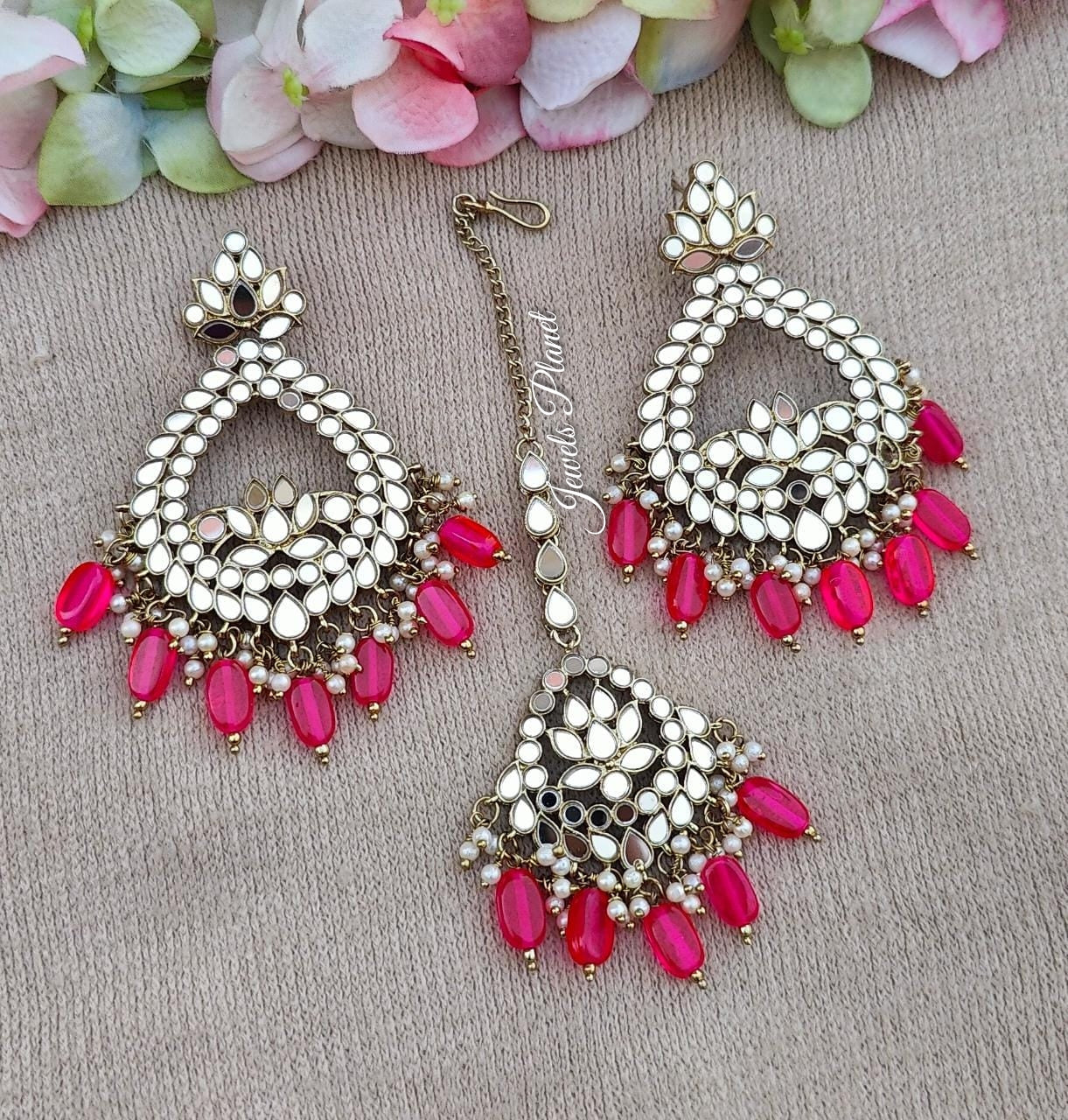 Bhavna Mirror Earrings Tikka Set