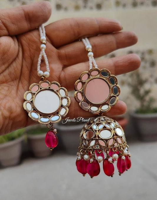 Tisha Mirror Jhumki Tikka