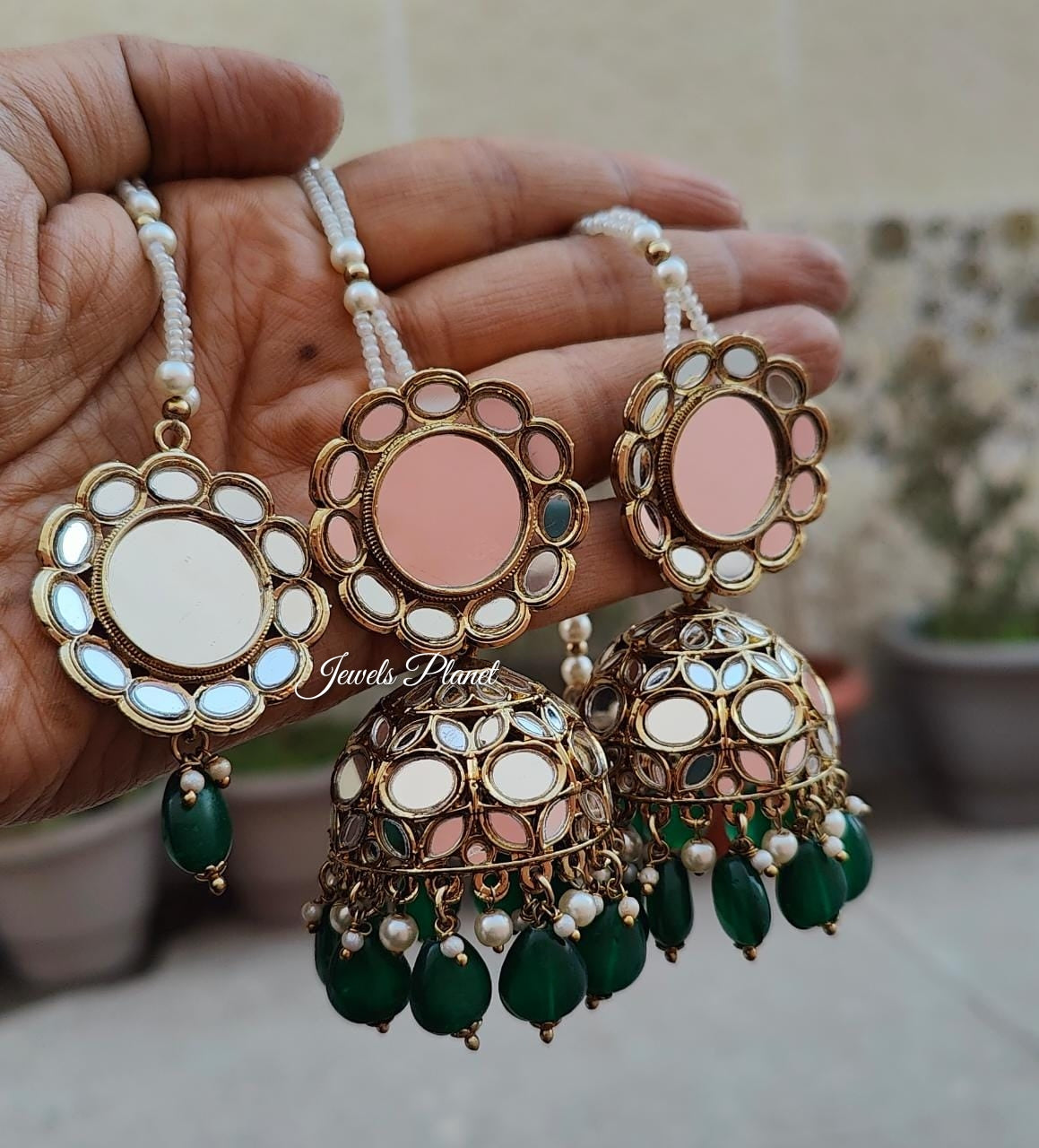 Tisha Mirror Jhumki Tikka